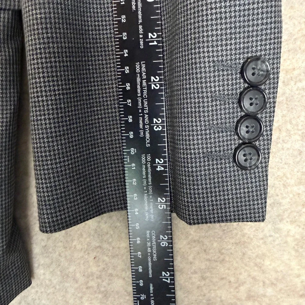 Stafford Blazer 42 Reg Travel Classic Fit Grey Micro Houndstooth Sport Coat